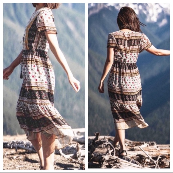 Anthropologie One September Provençal BOHO MIDI Dress Size Extra Small - Picture 2 of 14